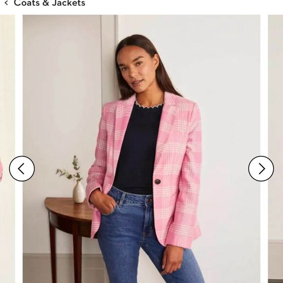 Boden Women's Atkins British Tweed Blazer - Pink Check - Picture 2 of 5